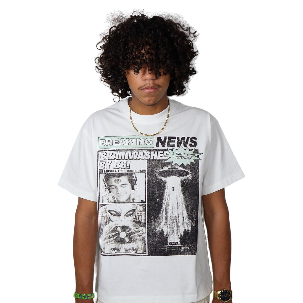 BRAINWASH TEE on model, front