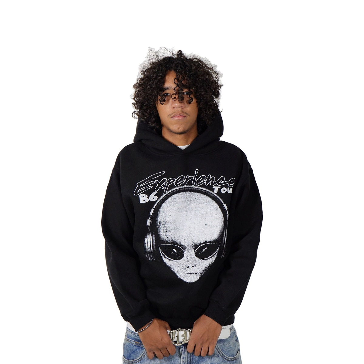 EXPERIENCE TOUR HOODIE on model, front