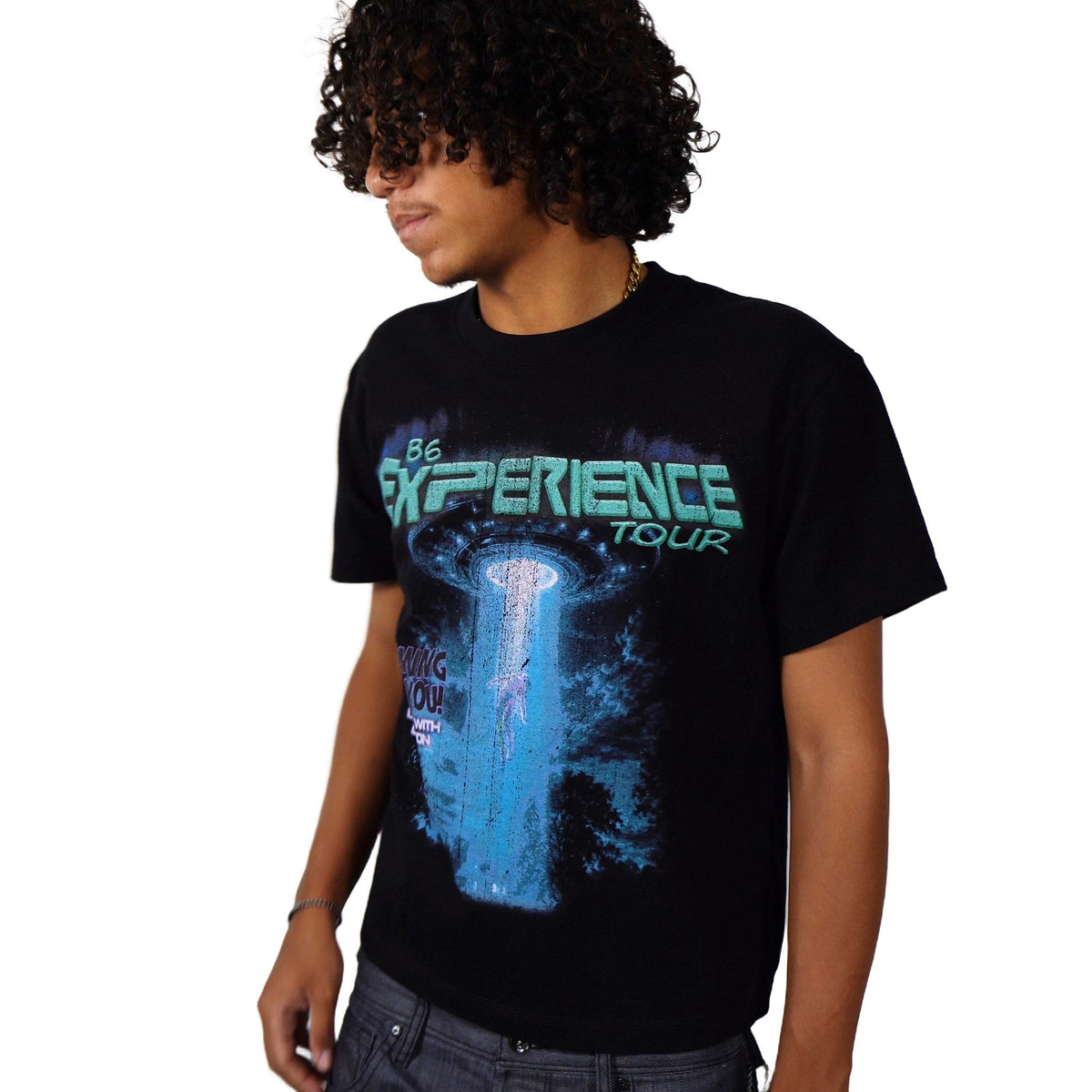LISTENWITHCAUTION TEE three-quarter fit